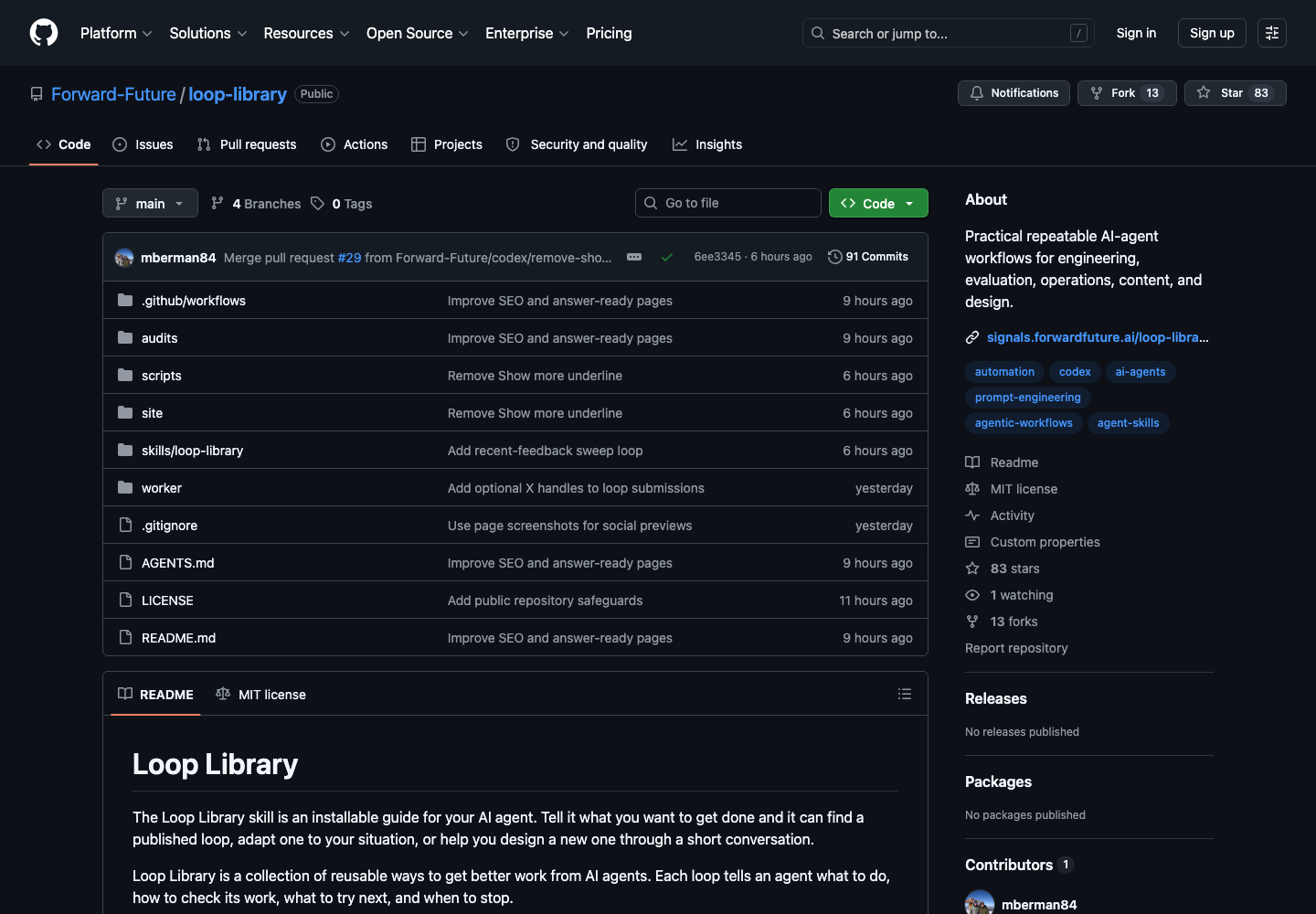 The Forward Future loop-library open-source repository on GitHub.